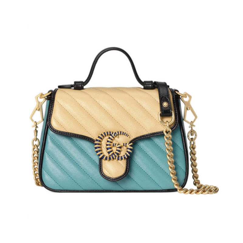 Wholesale Luxury Gucci Gg Marmont Mini Bag 583571 Butter And Pastel Blue Leather