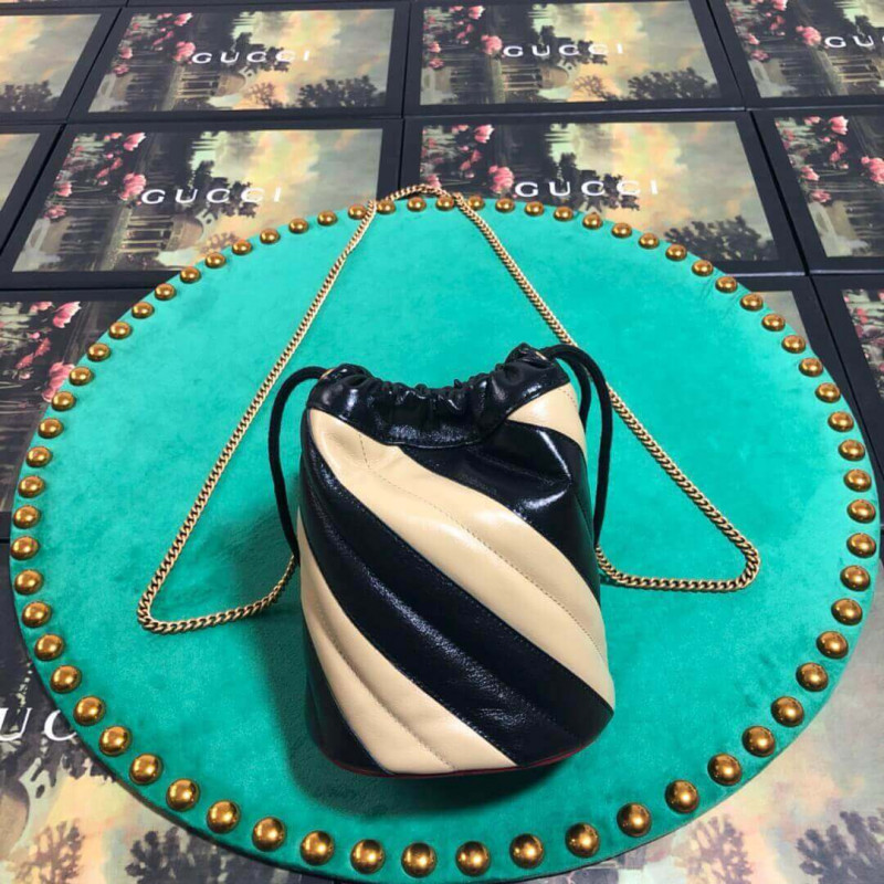 Wholesale Luxury Gucci Gg Marmont Mini Bucket Bag 575163 Beige/Black - Image 2