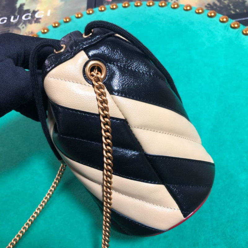 Wholesale Luxury Gucci Gg Marmont Mini Bucket Bag 575163 Beige/Black - Image 6