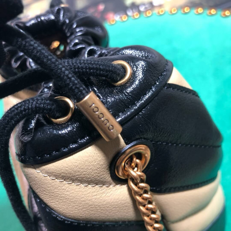 Wholesale Luxury Gucci Gg Marmont Mini Bucket Bag 575163 Beige/Black - Image 7
