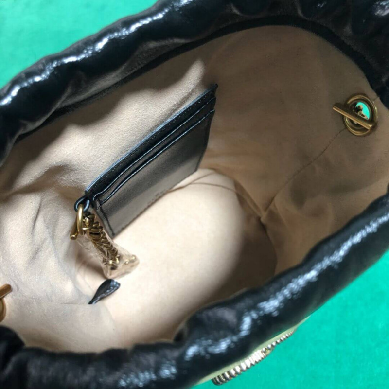 Wholesale Luxury Gucci Gg Marmont Mini Bucket Bag 575163 Beige/Black - Image 9