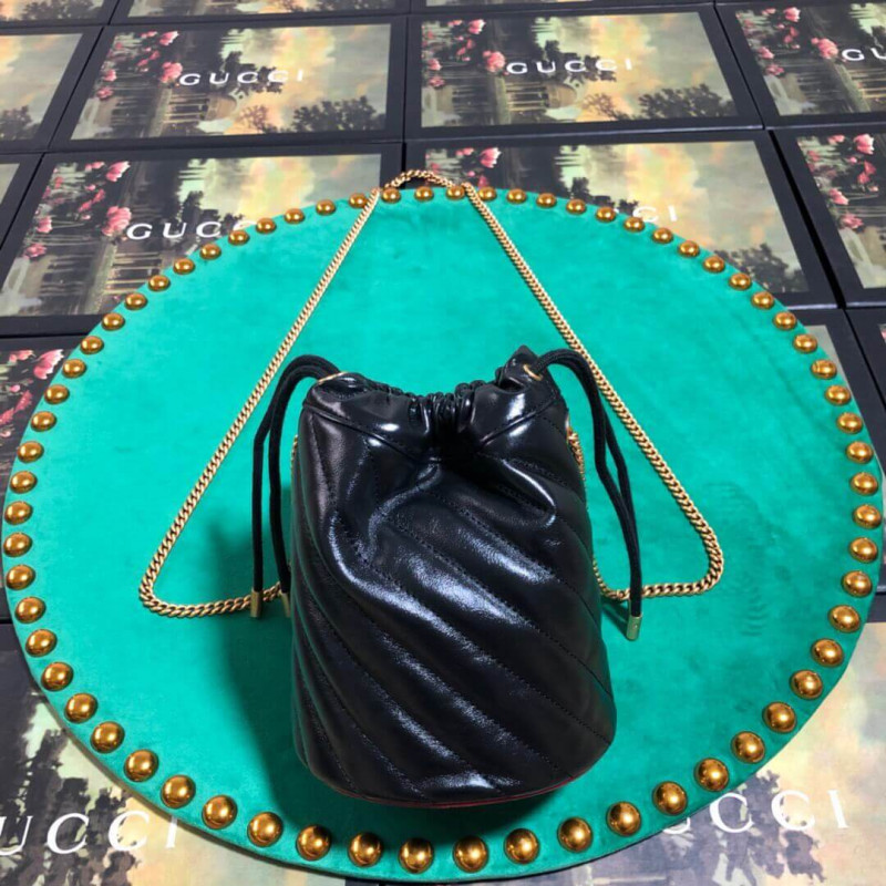 Wholesale Luxury Gucci Gg Marmont Mini Bucket Bag 575163 Black - Image 2