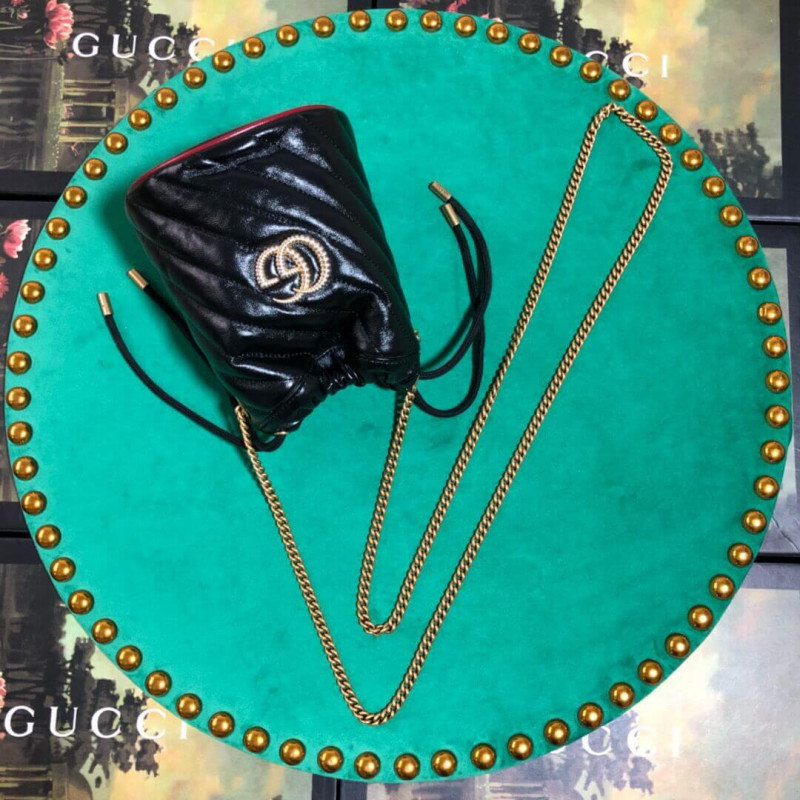 Wholesale Luxury Gucci Gg Marmont Mini Bucket Bag 575163 Black - Image 3