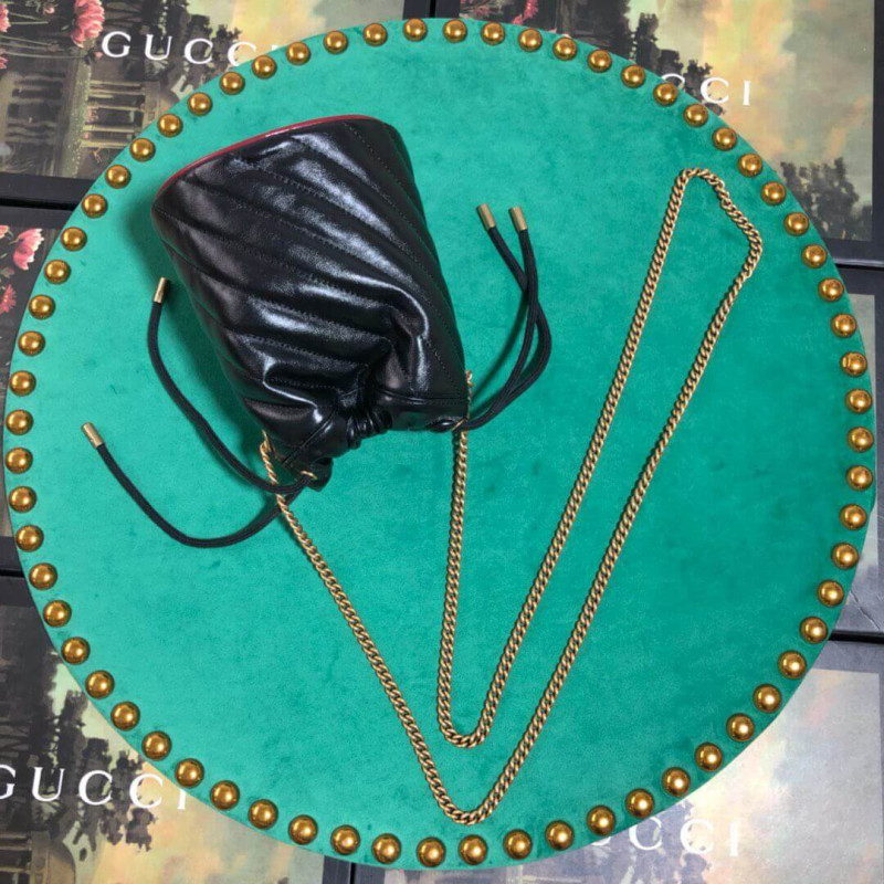 Wholesale Luxury Gucci Gg Marmont Mini Bucket Bag 575163 Black - Image 4