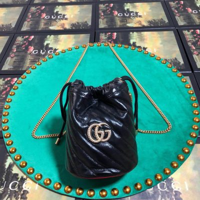 Wholesale Luxury Gucci Gg Marmont Mini Bucket Bag 575163 Black