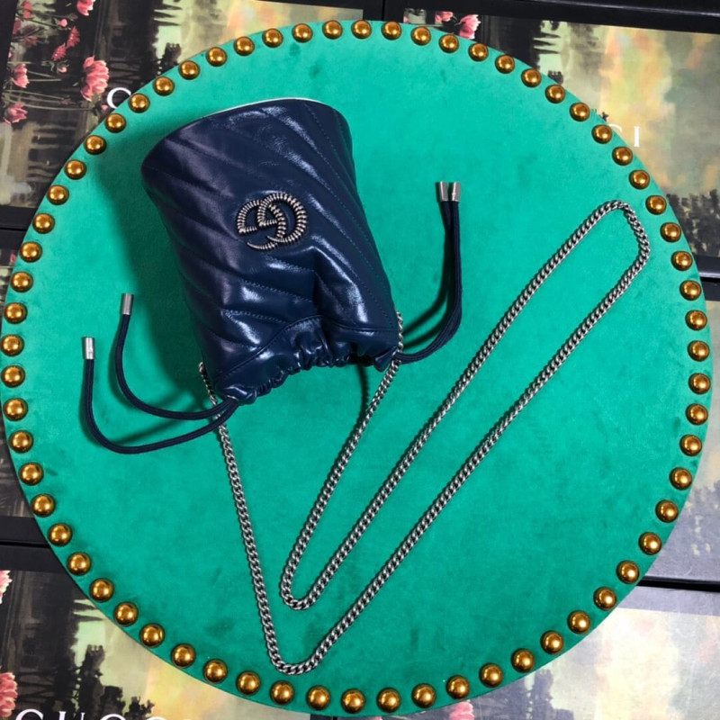 Wholesale Luxury Gucci Gg Marmont Mini Bucket Bag 575163 Blue - Image 3