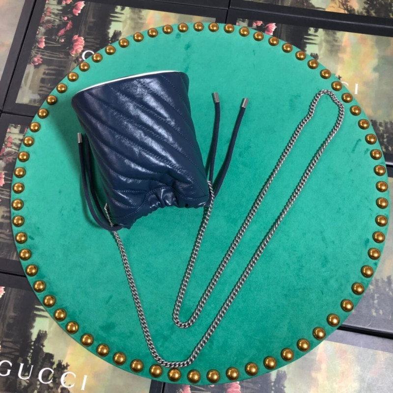 Wholesale Luxury Gucci Gg Marmont Mini Bucket Bag 575163 Blue - Image 4