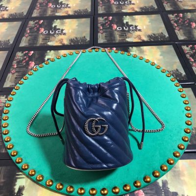 Wholesale Luxury Gucci Gg Marmont Mini Bucket Bag 575163 Blue