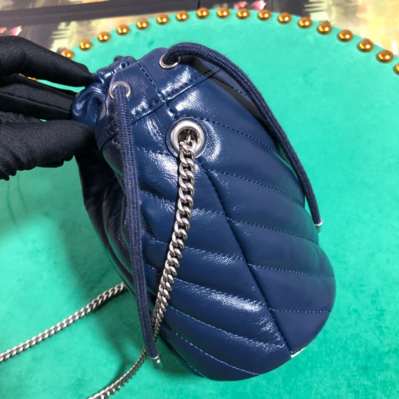Wholesale Luxury Gucci Gg Marmont Mini Bucket Bag 575163 Blue - Image 6