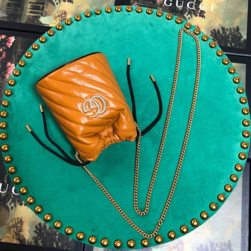 Wholesale Luxury Gucci Gg Marmont Mini Bucket Bag 575163 Cognac - Image 3