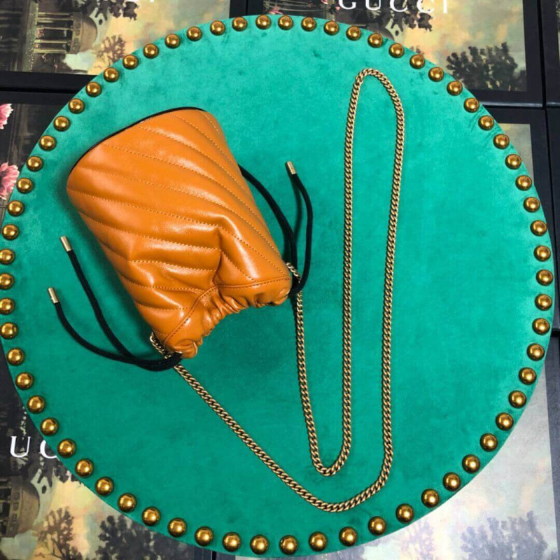 Wholesale Luxury Gucci Gg Marmont Mini Bucket Bag 575163 Cognac - Image 4