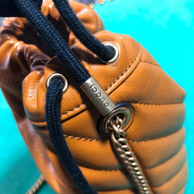 Wholesale Luxury Gucci Gg Marmont Mini Bucket Bag 575163 Cognac - Image 7