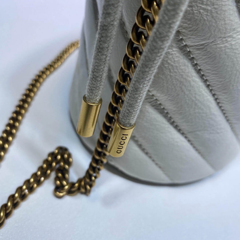 Wholesale Luxury Gucci Gg Marmont Mini Bucket Bag 575163 White - Image 5