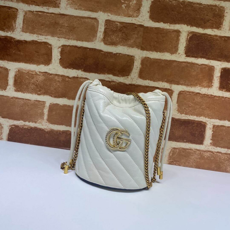 Wholesale Luxury Gucci Gg Marmont Mini Bucket Bag 575163 White