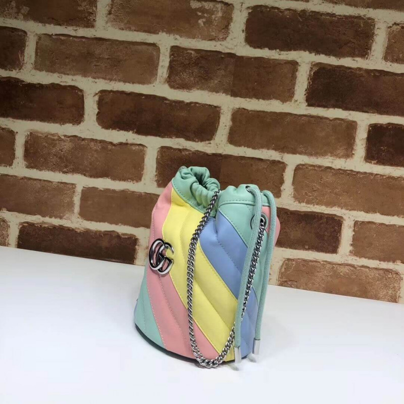 Wholesale Luxury Gucci Gg Marmont Mini Bucket Bag In Pastel And Rainbow 575163 - Image 3