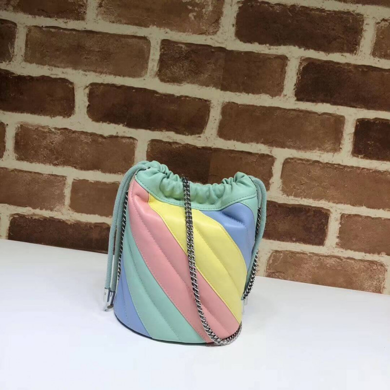Wholesale Luxury Gucci Gg Marmont Mini Bucket Bag In Pastel And Rainbow 575163 - Image 4