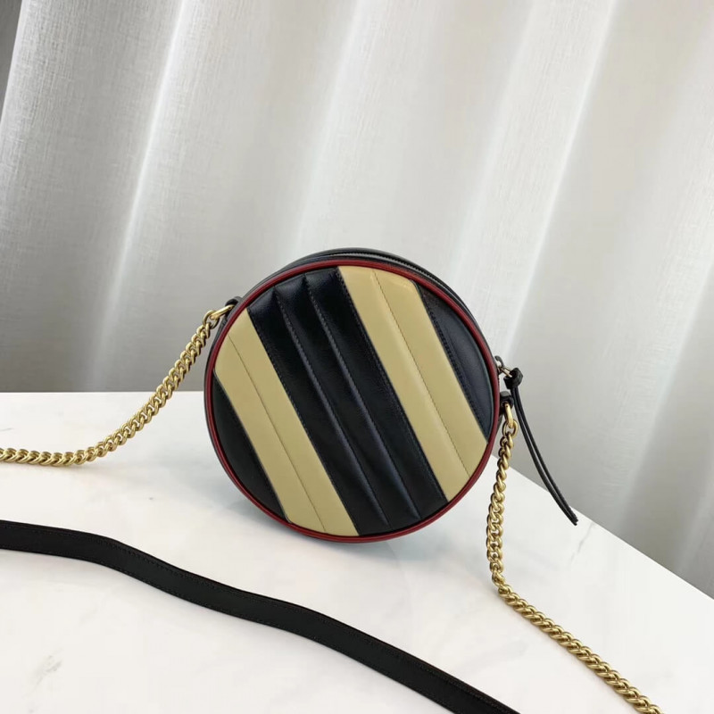 Wholesale Luxury Gucci Gg Marmont Mini Round Shoulder Bag 550154 Beige/Black - Image 3