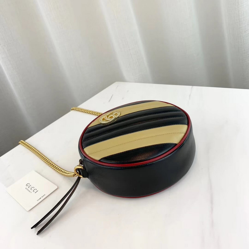 Wholesale Luxury Gucci Gg Marmont Mini Round Shoulder Bag 550154 Beige/Black - Image 6