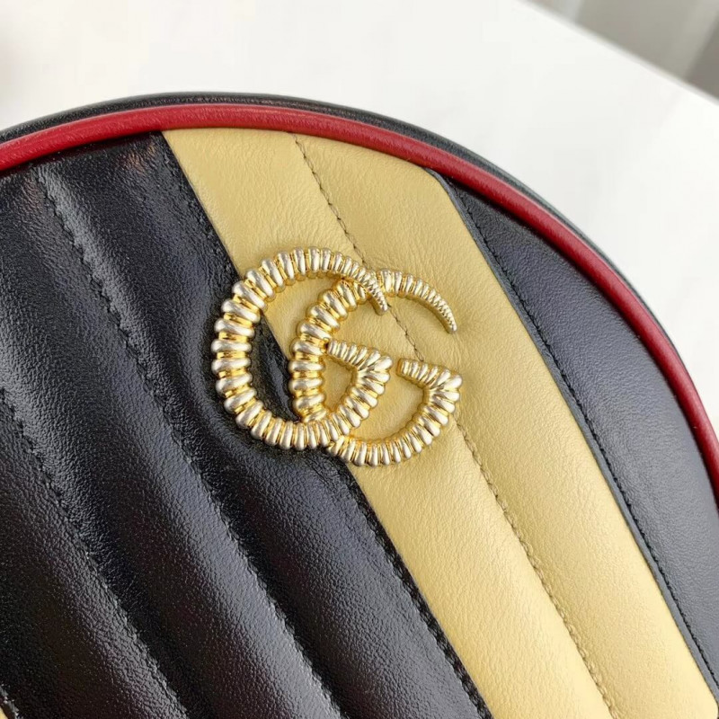 Wholesale Luxury Gucci Gg Marmont Mini Round Shoulder Bag 550154 Beige/Black - Image 7