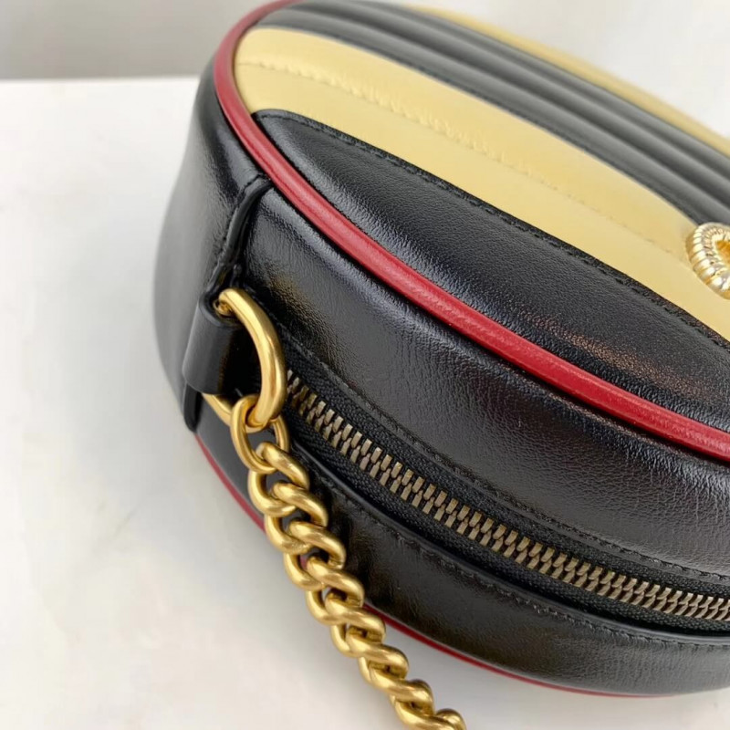 Wholesale Luxury Gucci Gg Marmont Mini Round Shoulder Bag 550154 Beige/Black - Image 8