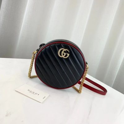Alternative view of Wholesale Luxury Gucci Gg Marmont Mini Round Shoulder Bag 550154 Black