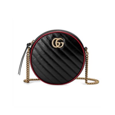 Wholesale Luxury Gucci Gg Marmont Mini Round Shoulder Bag 550154 Black