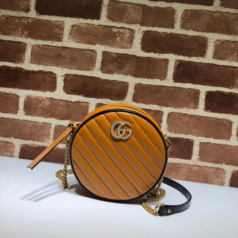 Wholesale Luxury Gucci Gg Marmont Mini Round Shoulder Bag 550154 Cognac - Image 2