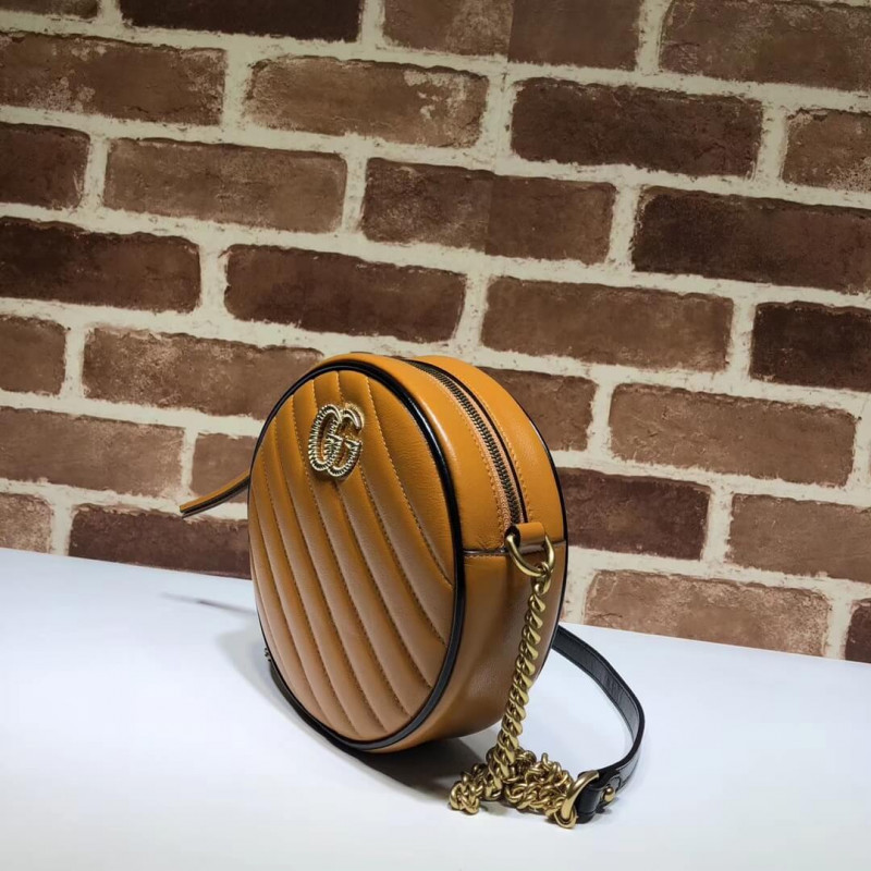 Wholesale Luxury Gucci Gg Marmont Mini Round Shoulder Bag 550154 Cognac - Image 3
