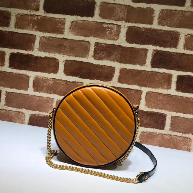 Wholesale Luxury Gucci Gg Marmont Mini Round Shoulder Bag 550154 Cognac - Image 4