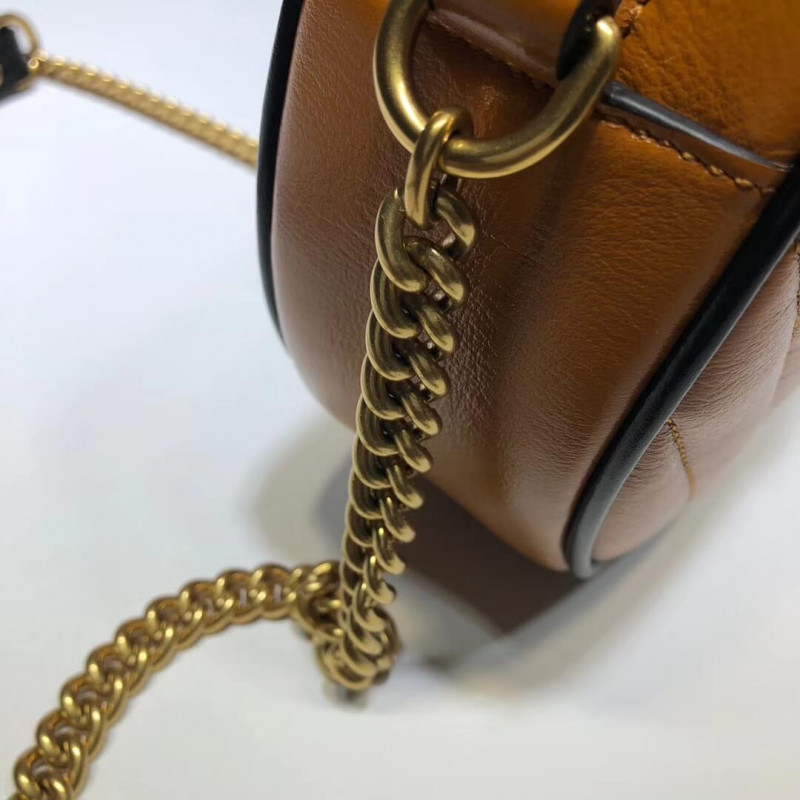 Wholesale Luxury Gucci Gg Marmont Mini Round Shoulder Bag 550154 Cognac - Image 6