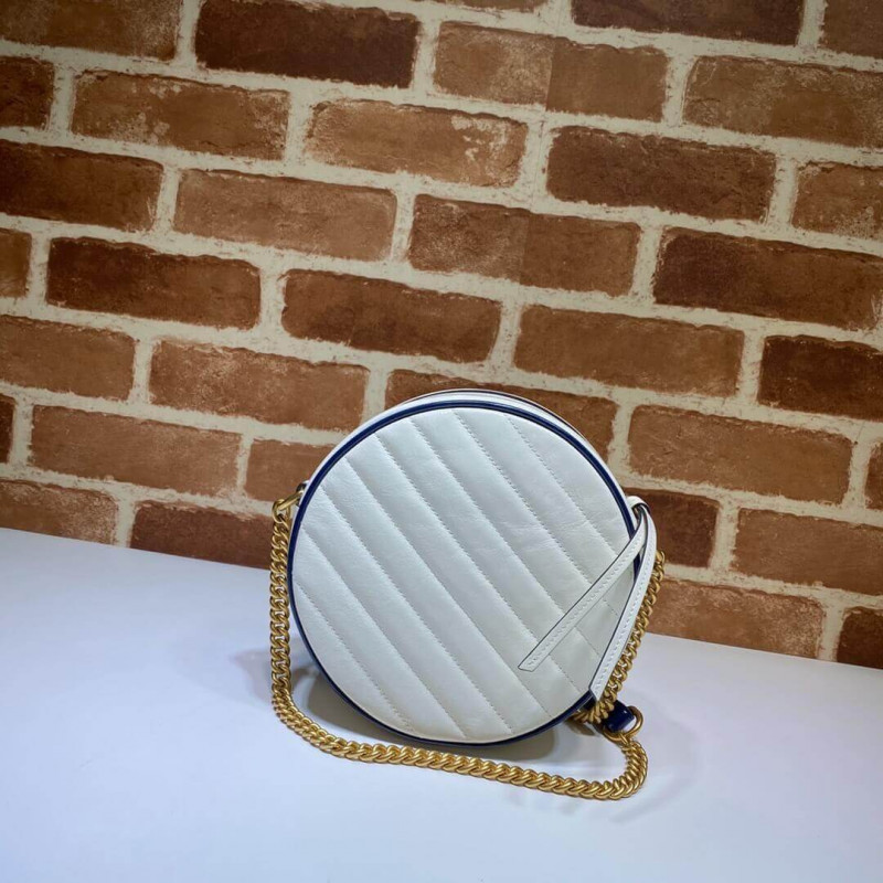 Wholesale Luxury Gucci Gg Marmont Mini Round Shoulder Bag 550154 White - Image 3