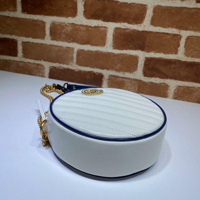 Wholesale Luxury Gucci Gg Marmont Mini Round Shoulder Bag 550154 White - Image 4