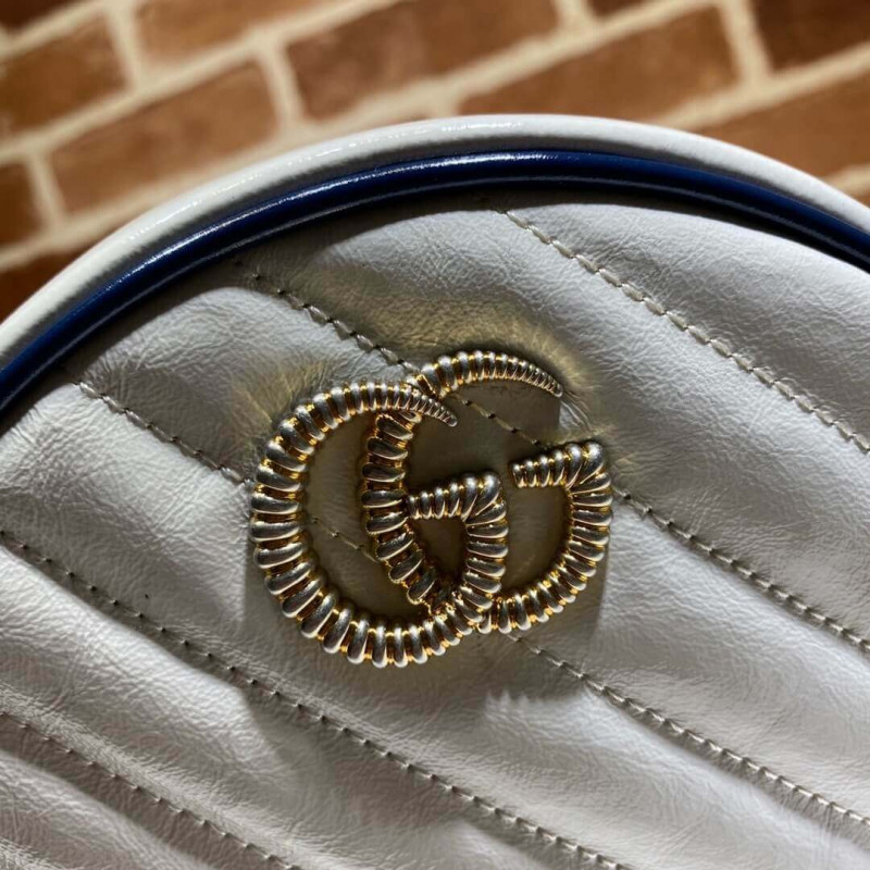 Wholesale Luxury Gucci Gg Marmont Mini Round Shoulder Bag 550154 White - Image 5