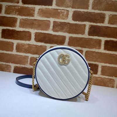 Wholesale Luxury Gucci Gg Marmont Mini Round Shoulder Bag 550154 White