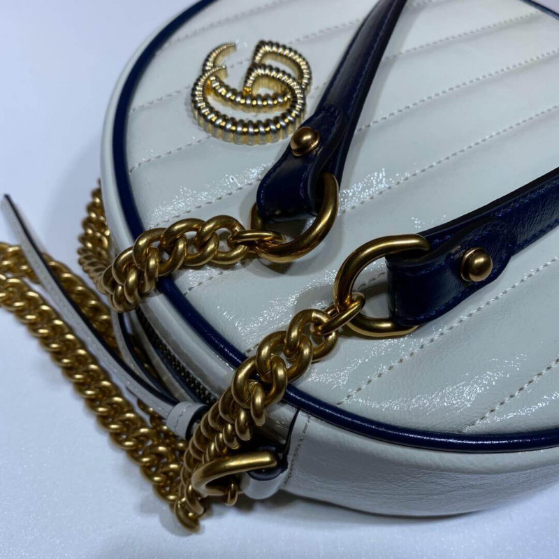 Wholesale Luxury Gucci Gg Marmont Mini Round Shoulder Bag 550154 White - Image 7