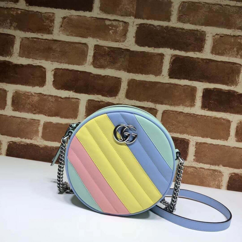 Wholesale Luxury Gucci Gg Marmont Mini Round Shoulder Bag In Pastel And Rainbow 550154