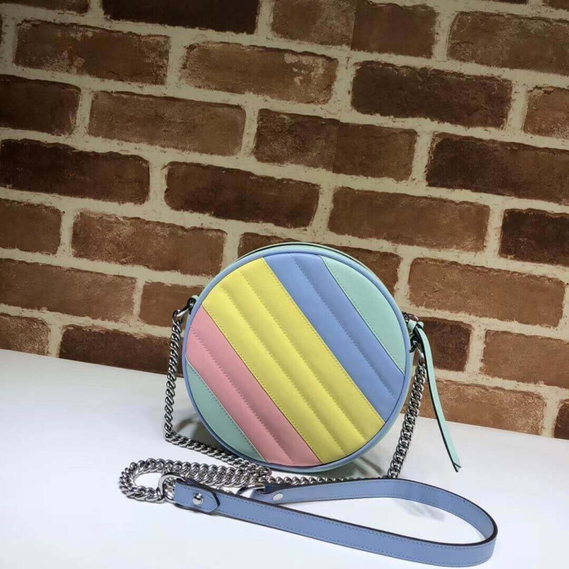 Wholesale Luxury Gucci Gg Marmont Mini Round Shoulder Bag In Pastel And Rainbow 550154 - Image 3