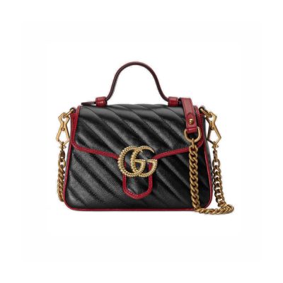 Wholesale Luxury Gucci Gg Marmont Mini Top Handle Bag 583571 Black
