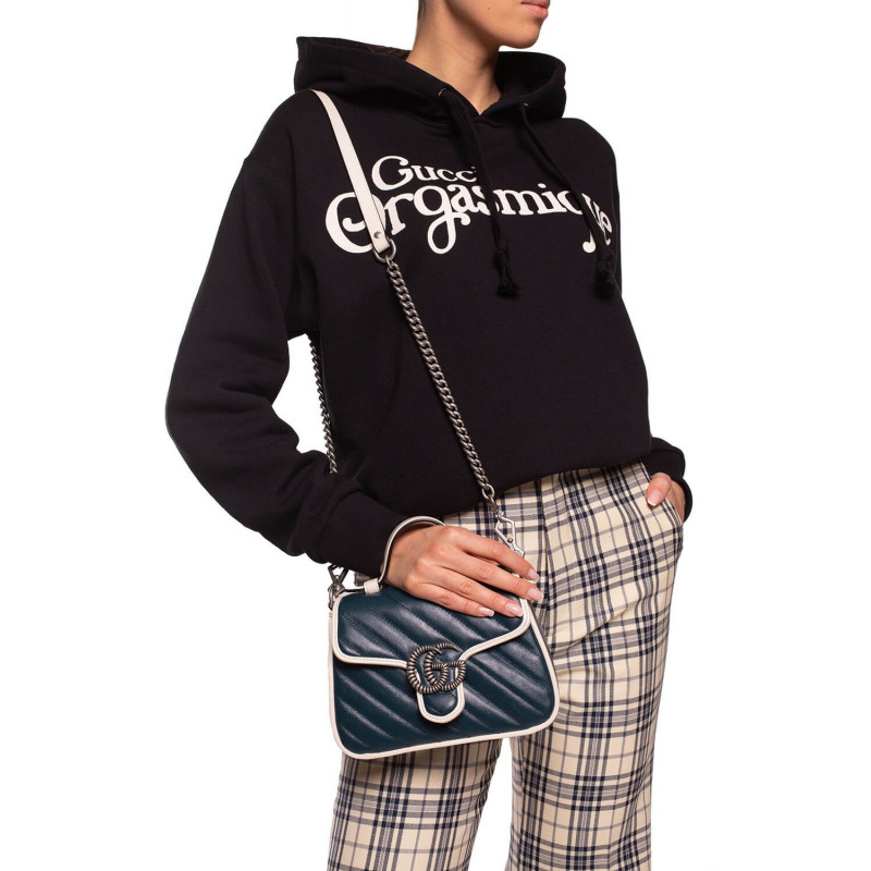 Wholesale Luxury Gucci Gg Marmont Mini Top Handle Bag 583571 Blue - Image 3