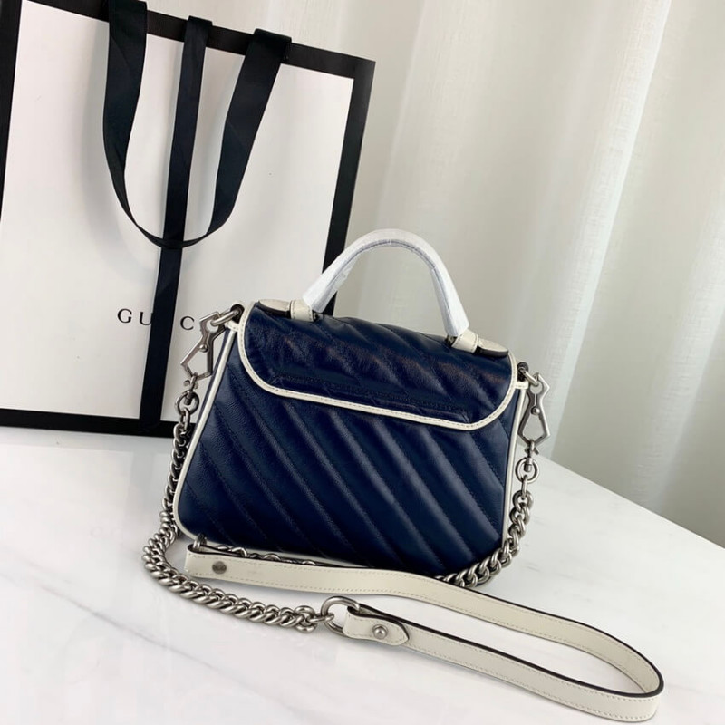 Wholesale Luxury Gucci Gg Marmont Mini Top Handle Bag 583571 Blue - Image 4