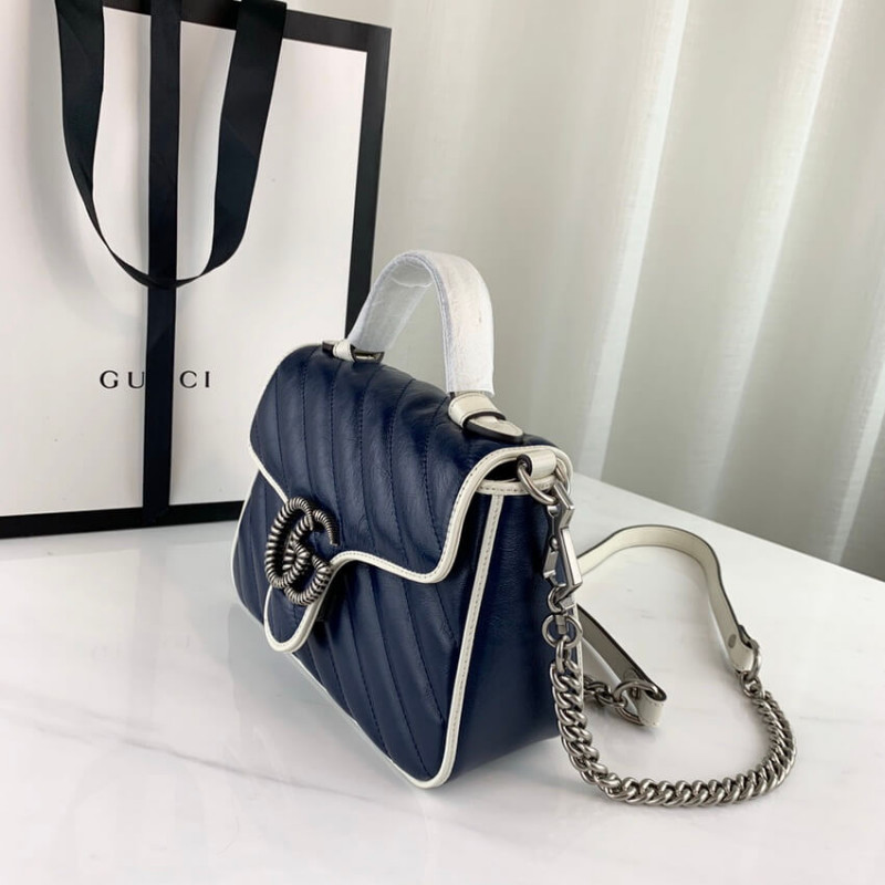 Wholesale Luxury Gucci Gg Marmont Mini Top Handle Bag 583571 Blue - Image 5