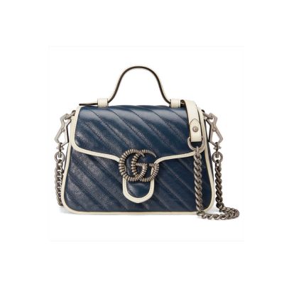 Wholesale Luxury Gucci Gg Marmont Mini Top Handle Bag 583571 Blue