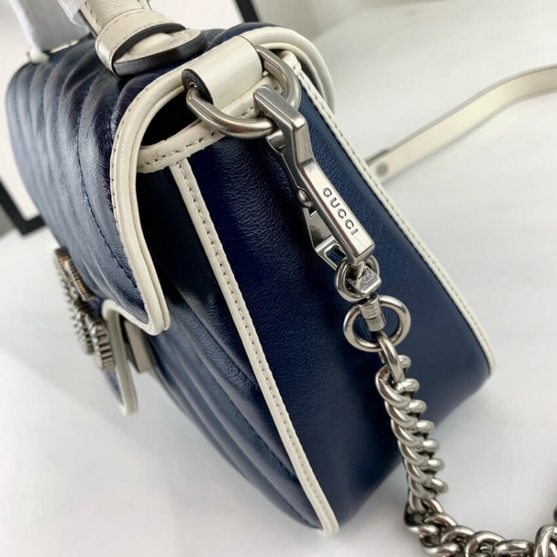 Wholesale Luxury Gucci Gg Marmont Mini Top Handle Bag 583571 Blue - Image 6