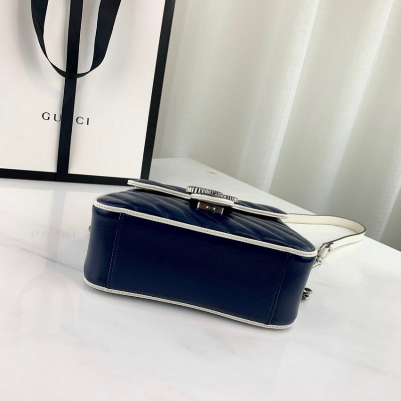 Wholesale Luxury Gucci Gg Marmont Mini Top Handle Bag 583571 Blue - Image 7