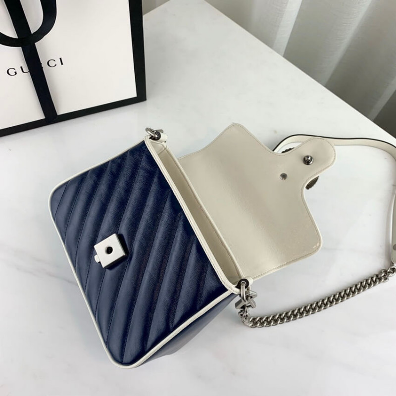 Wholesale Luxury Gucci Gg Marmont Mini Top Handle Bag 583571 Blue - Image 8