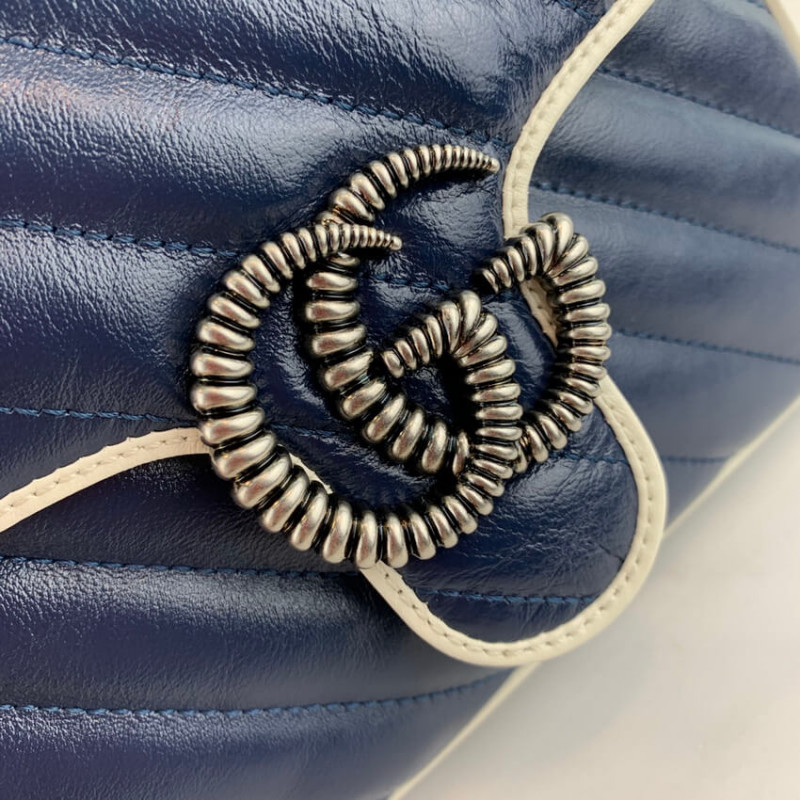 Wholesale Luxury Gucci Gg Marmont Mini Top Handle Bag 583571 Blue - Image 9