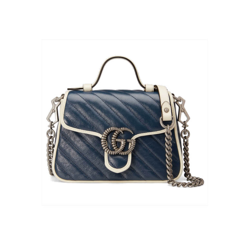 Wholesale Luxury Gucci Gg Marmont Mini Top Handle Bag 583571 Blue