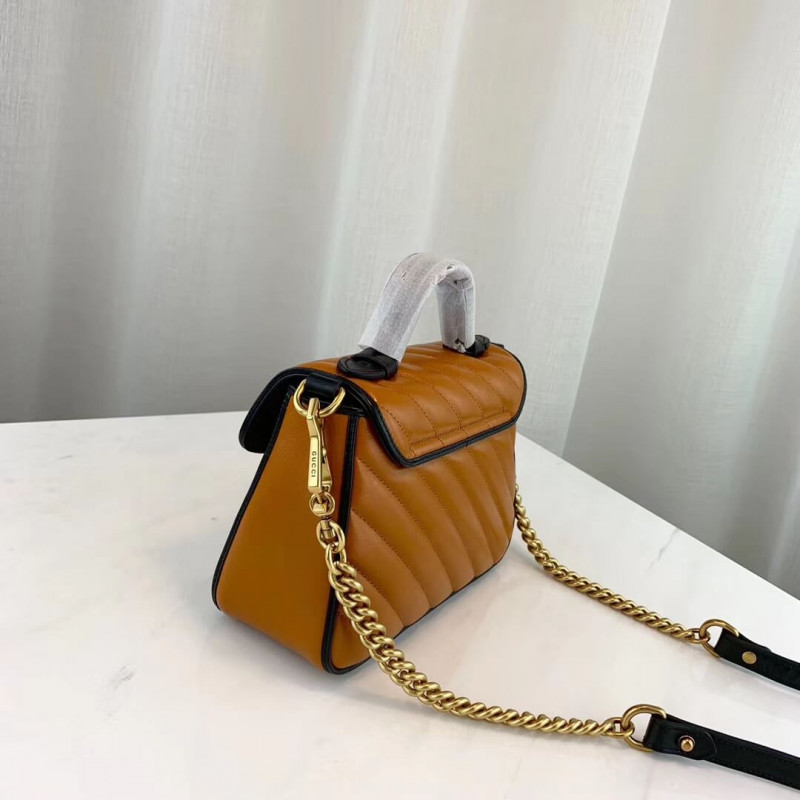 Wholesale Luxury Gucci Gg Marmont Mini Top Handle Bag 583571 Cognac - Image 5