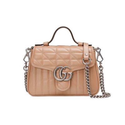 Wholesale Luxury Gucci Gg Marmont Rose Beige Matelasse Leather Mini Top Handle Bag 583571