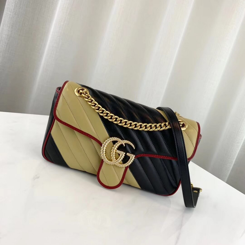 Wholesale Luxury Gucci Gg Marmont Small Shoulder Bag 443497 Beige/Black - Image 2
